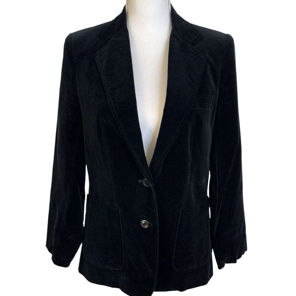 Worthington Velvet Blazer Women's Size 12 Black VIntage 80s Lined Classic Jacket